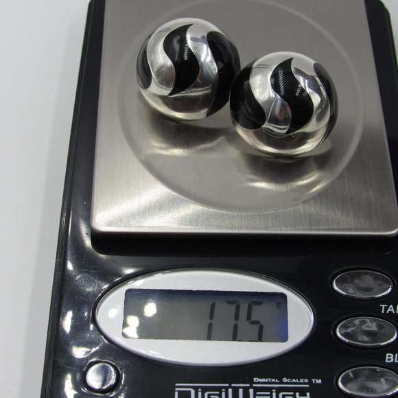 Sterling Silver Black Orb Style Stud Earrings - Picture 5 of 5